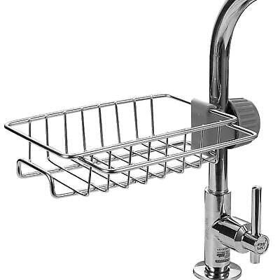 Stainless Steel Sink Organizer with Faucet Mount | Kitchen Storage Rack + 5 Non-Scratch Scrubbers Free