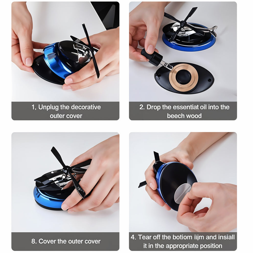 Solar-Powered Rotating Helicopter Car Air Freshener | Dashboard Perfume Diffuser with Smooth 360° Rotation