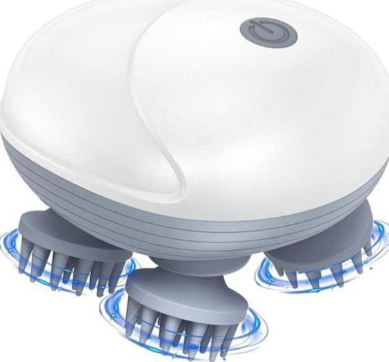 Electric Scalp & Body Massager with 4 Rotating Massage Heads | One-Button Control | Rechargeable Deep Tissue Massager